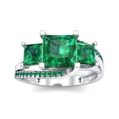 Three-Stone Split Shank Emerald Engagement Ring (2.3 CTW) Top Dynamic View