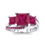 Three-Stone Split Shank Ruby Engagement Ring (2.3 CTW) Top Dynamic View