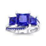 Three-Stone Split Shank Blue Sapphire Engagement Ring (2.3 CTW) Top Dynamic View