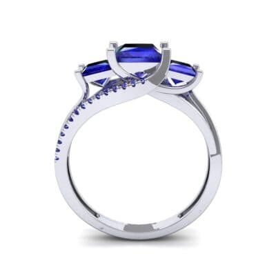 Three-Stone Split Shank Blue Sapphire Engagement Ring (2.3 CTW) Side View