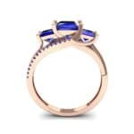 Three-Stone Split Shank Blue Sapphire Engagement Ring (2.3 CTW) Side View
