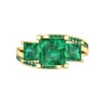 Three-Stone Split Shank Emerald Engagement Ring (2.3 CTW) Top Flat View