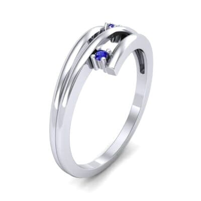 Two-Stone Split Blue Sapphire Ring (0.02 CTW) Perspective View