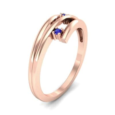 Two-Stone Split Blue Sapphire Ring (0.02 CTW) Perspective View