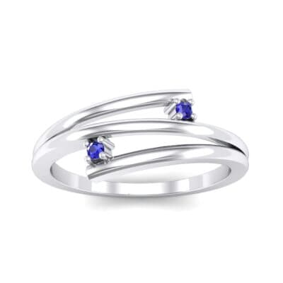 Two-Stone Split Blue Sapphire Ring (0.02 CTW) Top Dynamic View