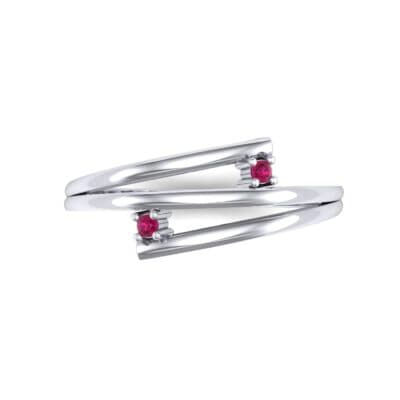 Two-Stone Split Ruby Ring (0.02 CTW) Top Flat View