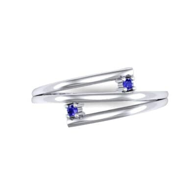 Two-Stone Split Blue Sapphire Ring (0.02 CTW) Top Flat View