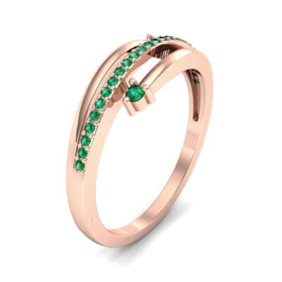 Pave Split Emerald Ring (0.16 CTW) Perspective View