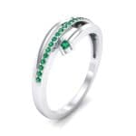 Pave Split Emerald Ring (0.16 CTW) Perspective View