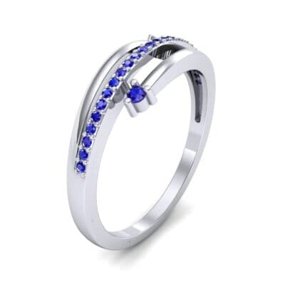 Pave Split Blue Sapphire Ring (0.16 CTW) Perspective View