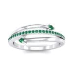 Pave Split Emerald Ring (0.16 CTW) Top Dynamic View