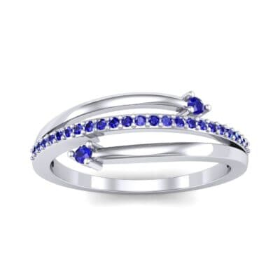Pave Split Blue Sapphire Ring (0.16 CTW) Top Dynamic View