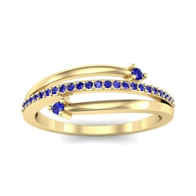 Pave Split Blue Sapphire Ring (0.16 CTW) Top Dynamic View