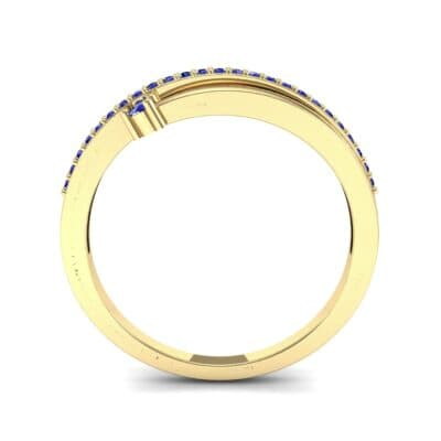 Pave Split Blue Sapphire Ring (0.16 CTW) Side View