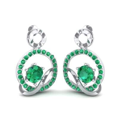 Pave Q Emerald Earrings (1.48 CTW) Perspective View