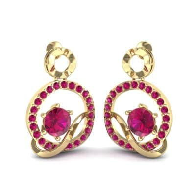 Pave Q Ruby Earrings (1.48 CTW) Perspective View