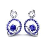 Pave Q Blue Sapphire Earrings (1.48 CTW) Perspective View
