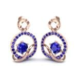 Pave Q Blue Sapphire Earrings (1.48 CTW) Perspective View