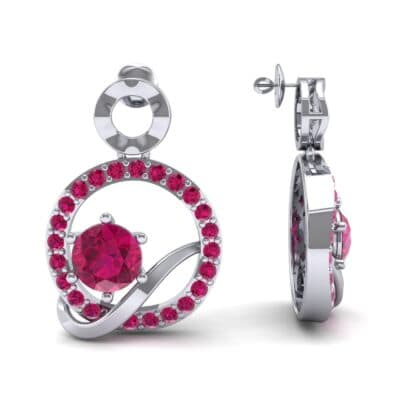 Pave Q Ruby Earrings (1.48 CTW) Top Dynamic View