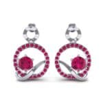 Pave Q Ruby Earrings (1.48 CTW) Side View