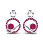 Pave Q Ruby Earrings (1.48 CTW) Side View