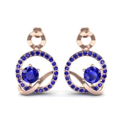 Pave Q Blue Sapphire Earrings (1.48 CTW) Side View