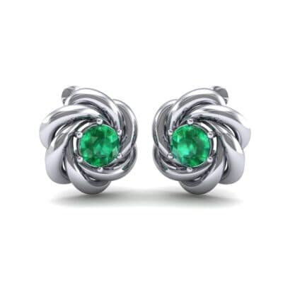 Swirl Solitaire Emerald Earrings (1 CTW) Perspective View