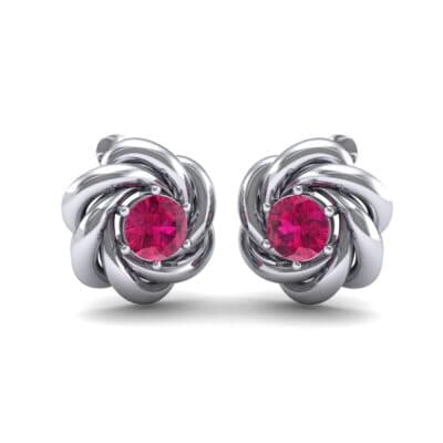 Swirl Solitaire Ruby Earrings (1 CTW) Perspective View