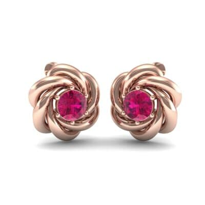Swirl Solitaire Ruby Earrings (1 CTW) Perspective View
