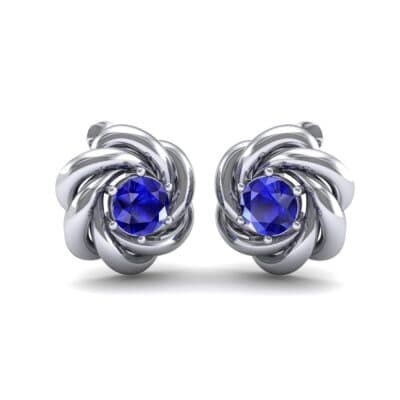 Swirl Solitaire Blue Sapphire Earrings (1 CTW) Perspective View