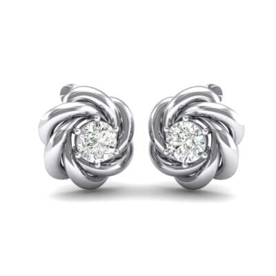 Swirl Solitaire Diamond Earrings (1 CTW) Perspective View