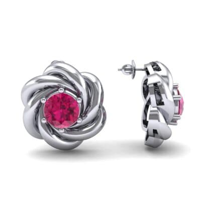 Swirl Solitaire Ruby Earrings (1 CTW) Top Dynamic View