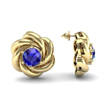 Swirl Solitaire Blue Sapphire Earrings (1 CTW) Top Dynamic View