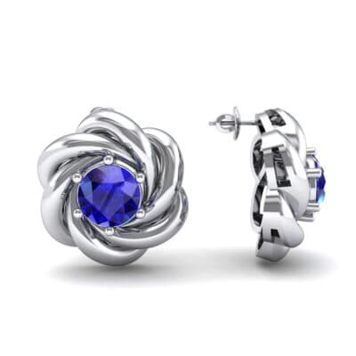 Swirl Solitaire Blue Sapphire Earrings (1 CTW) Top Dynamic View