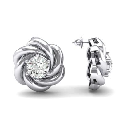 Swirl Solitaire Diamond Earrings (1 CTW) Top Dynamic View