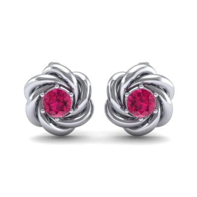 Swirl Solitaire Ruby Earrings (1 CTW) Side View