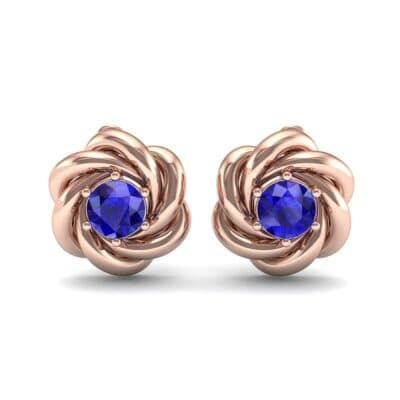 Swirl Solitaire Blue Sapphire Earrings (1 CTW) Side View