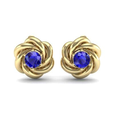 Swirl Solitaire Blue Sapphire Earrings (1 CTW) Side View