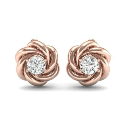 Swirl Solitaire Diamond Earrings (1 CTW) Side View