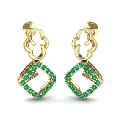 Disco Square Drop Emerald Earrings (0.22 CTW) Perspective View