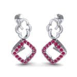 Disco Square Drop Ruby Earrings (0.22 CTW) Perspective View