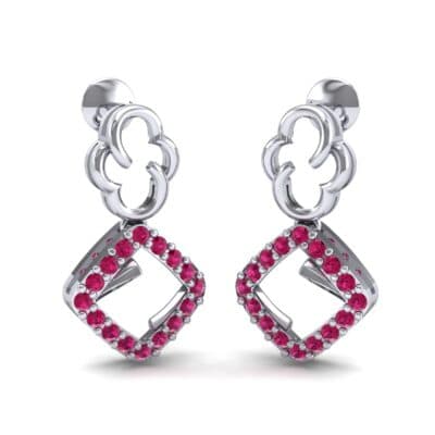 Disco Square Drop Ruby Earrings (0.22 CTW) Perspective View