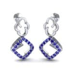 Disco Square Drop Blue Sapphire Earrings (0.22 CTW) Perspective View