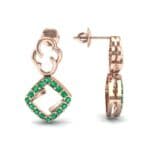 Disco Square Drop Emerald Earrings (0.22 CTW) Top Dynamic View