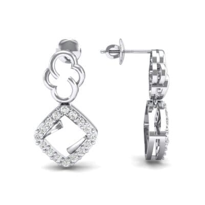 Disco Square Drop Crystal Earrings (0.22 CTW) Top Dynamic View
