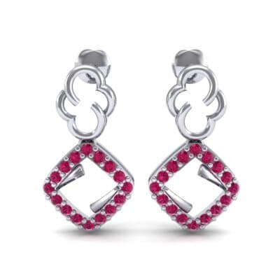 Disco Square Drop Ruby Earrings (0.22 CTW) Side View