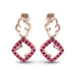 Disco Square Drop Ruby Earrings (0.22 CTW) Side View