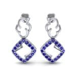 Disco Square Drop Blue Sapphire Earrings (0.22 CTW) Side View