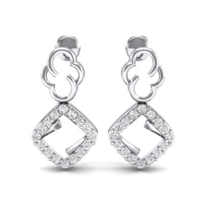 Disco Square Drop Crystal Earrings (0.22 CTW) Side View