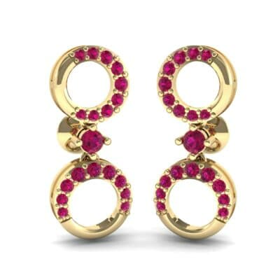 Disco Circle Drop Ruby Earrings (0.27 CTW) Perspective View
